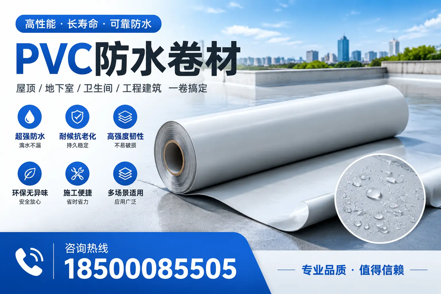 PVC防水卷材的防水效果评测,适合内江的科学依据